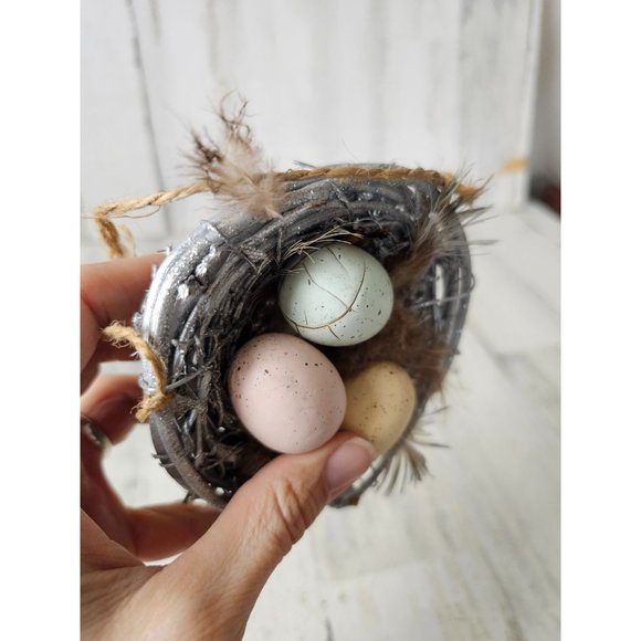 Glitter Robin egg nest decor spring Easter silver Xmas tree - Picture 6 of 8